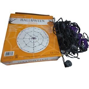 Celebrate It Halloween 5 Ft LED Purple Black Lighted Spider Web